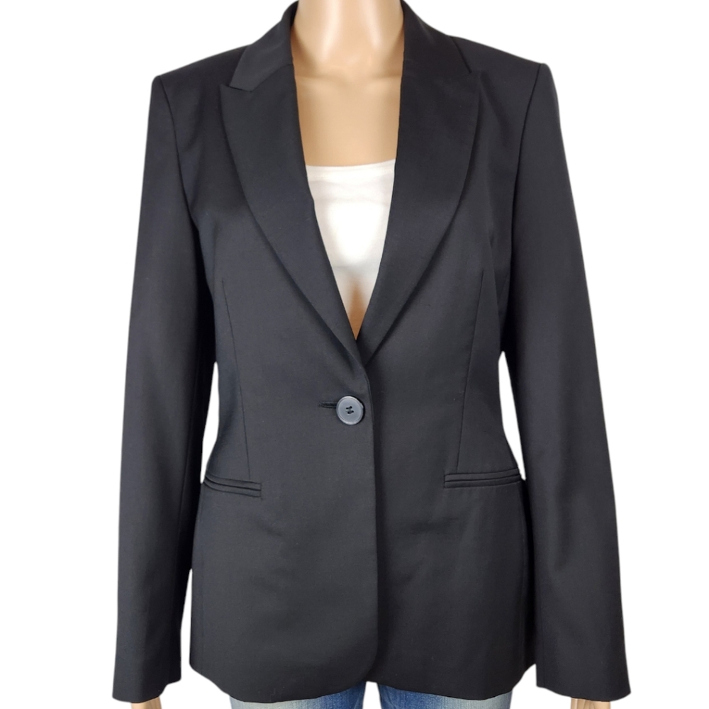 Planet Black Single Breasted Wool Blend Blazer Power Dressing Business Luxe sz 6